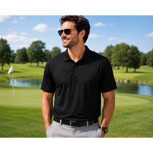 CORE365 Men’s Large Black Performance Polo Moisture Wicking UV Golf Shirt NWT